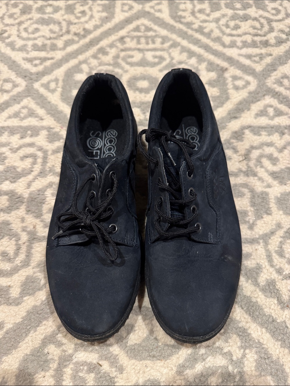Ecco Women's Black Suede Lace-Up Oxfords